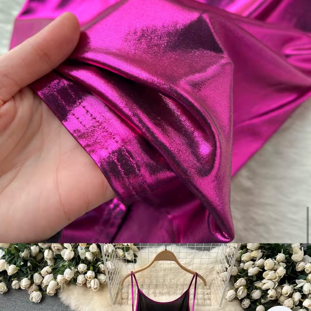 Sleek Pink Satin Dress - Picture 3 of 4